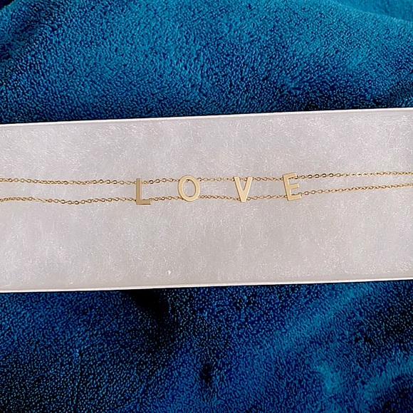 Yellow Gold LOVE Ankle Bracelet - Picture 3 of 10